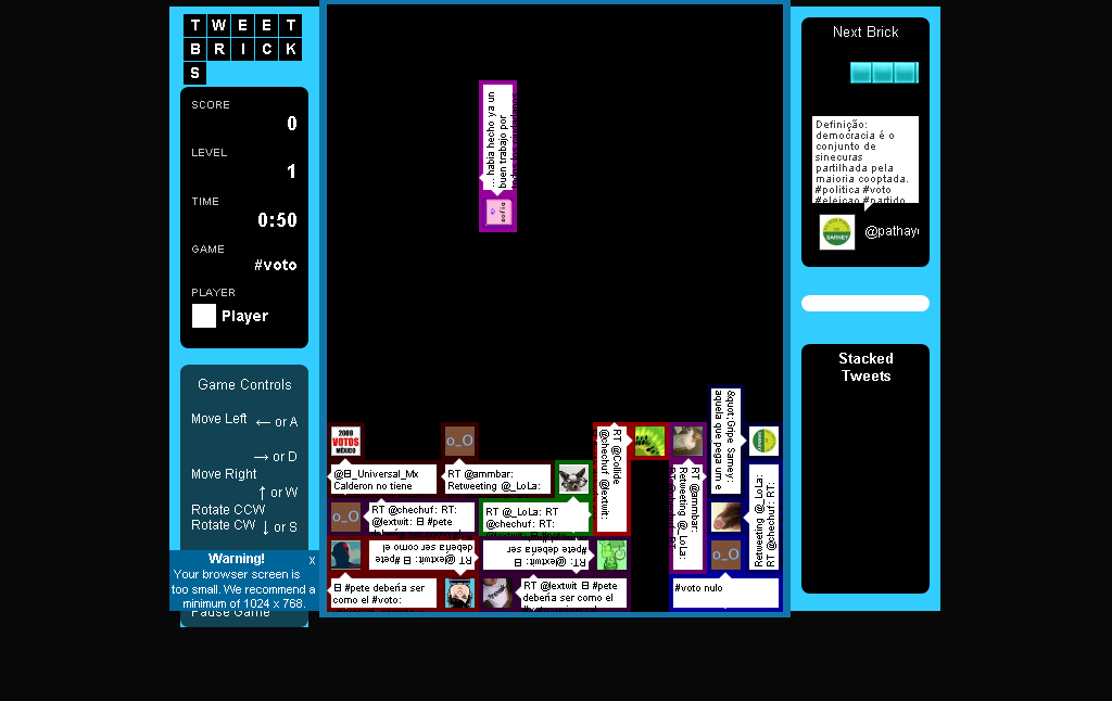 'TweetBricks - The age-old game of Tweet stacking 'TweetBricks - The age-old game of Tweet stacking